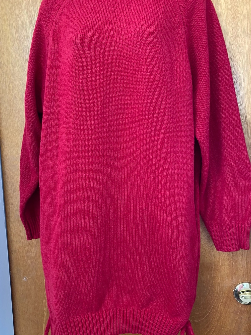 SHEIN Red Crewneck Knit Sweater Dress